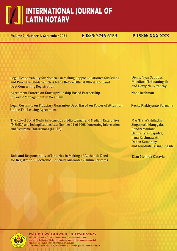 					View Vol. 4 No. 1 (2023): Internasional Journal of Latin Notary, September 2023
				